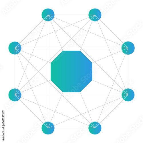 Multimedia AI diagram in gradient color. Multimodal ai vector illustration. Connecting different nodes with single sukkr. 