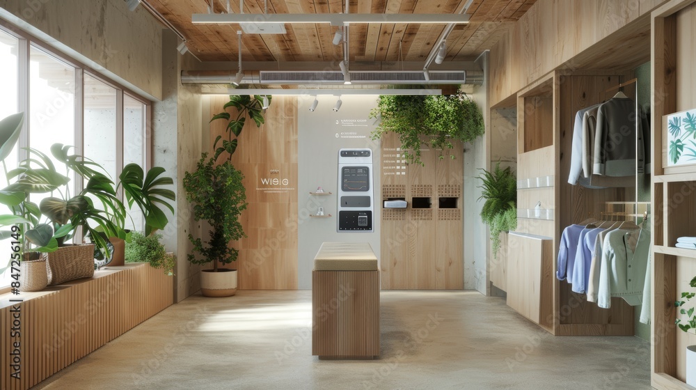 Eco-Friendly Modern Dry Cleaning Shop with Stylish Interior and Sustainable Design Elements Eco-Friendly Modern Dry Cleaning Shop with Stylish Interior and Sustainable Design Elements