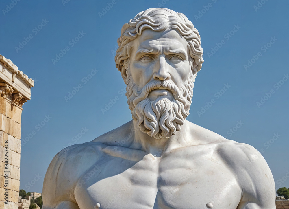 The Classic Statue of Pythagoras. A Symbol of Ancient Greek Heritage. Generative AI The Classic Statue of Pythagoras. A Symbol of Ancient Greek Heritage. Generative AI