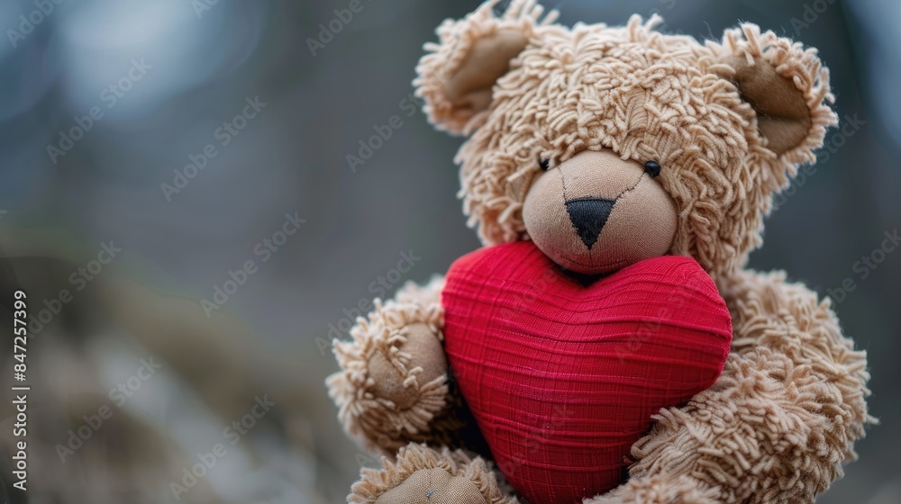Stuffed Bear Embracing a Heart