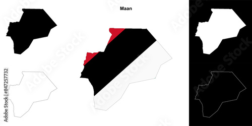 Maan governorate outline map set photo
