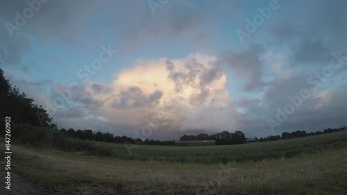 Evening thunderstorm cloud moves away
