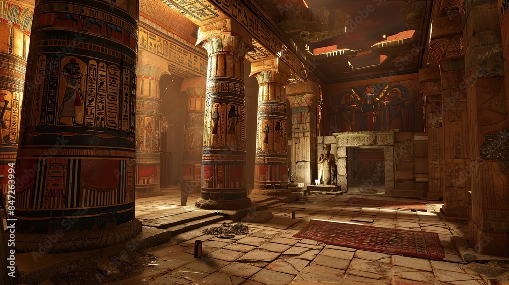 Obraz premium Egyptian Pharaoh's Chamber Environment. AI generated art illustration.