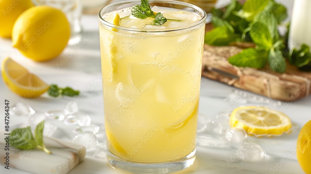 Cool off with this delicious lemonade! Make it non-alcoholic or add some booze for a refreshing cocktail. It's the perfect way to enjoy a warm day. Cool off with this delicious lemonade! Make it non-alcoholic or add some booze for a refreshing cocktail. It's the perfect way to enjoy a warm day.