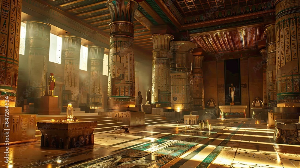 Obraz premium Egyptian Pharaoh's Chamber Environment. AI generated art illustration.