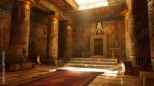 Egyptian Pharaoh's Chamber Environment. AI generated art illustration.