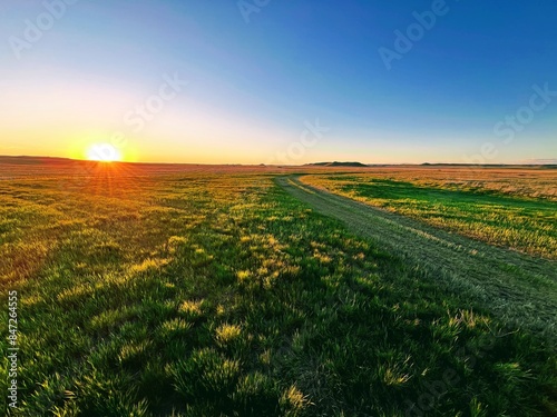 The last rays of a summer day over an endless Montana prairie