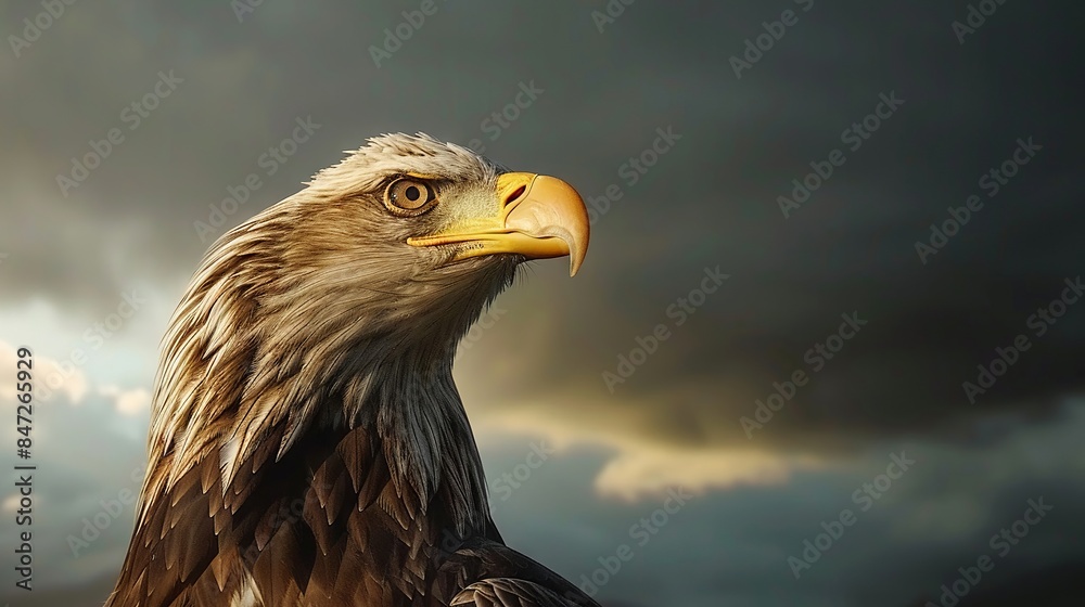 Majestic Eagle Under a Stormy Sky with Striking Details Majestic Eagle Under a Stormy Sky with Striking Details