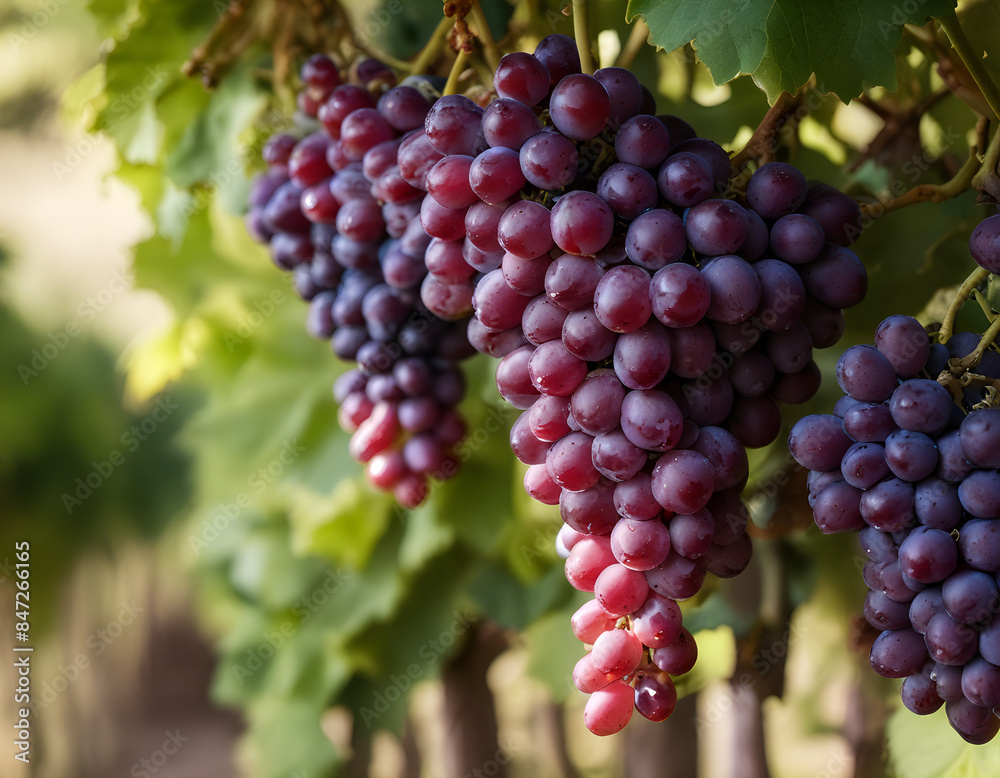 Large bunches of grapes hang on a vineyard in the garden, close-up Large bunches of grapes hang on a vineyard in the garden, close-up