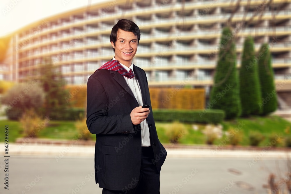 Happy handsome business man outdoor Happy handsome business man outdoor