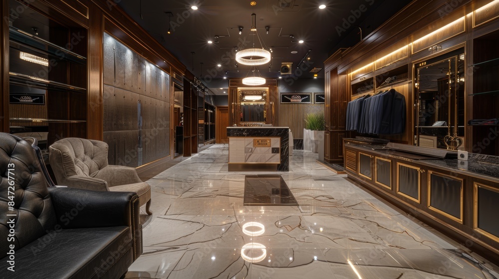 Luxurious Dry Cleaning Shop with VIP Services Featuring Elegant Seating and Personalized Attention
