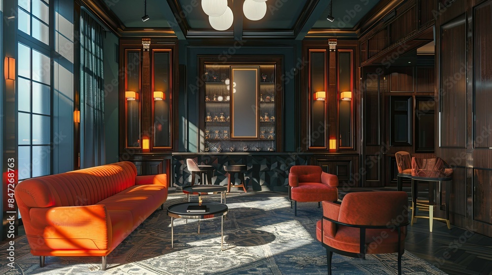 Interior of a luxury hotel. AI generated art illustration. Interior of a luxury hotel. AI generated art illustration.