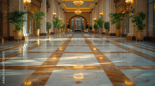 Interior of a luxury hotel. AI generated art illustration.