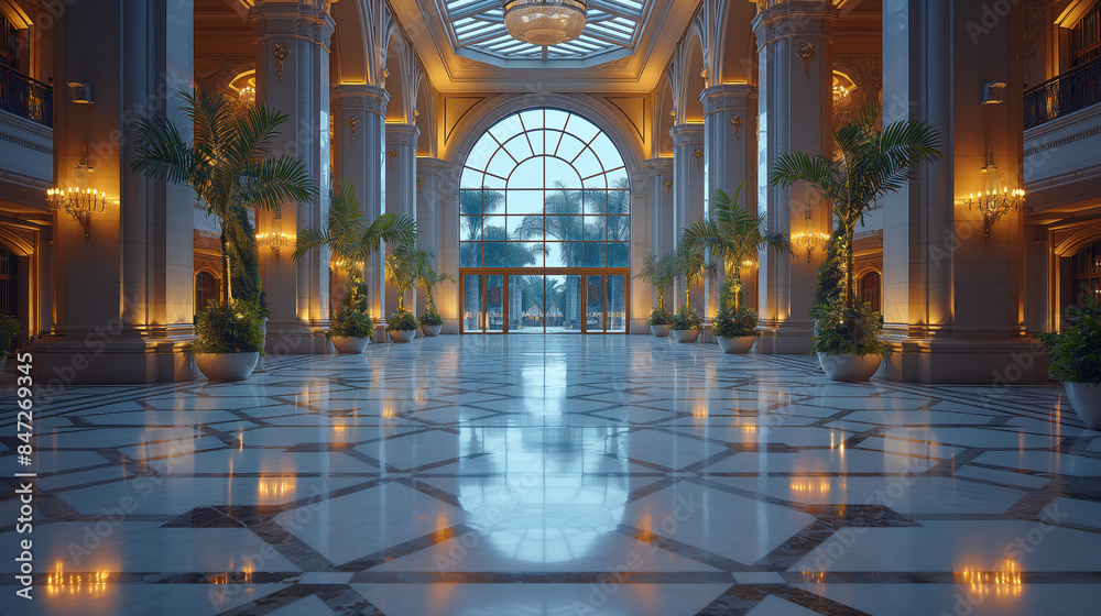 Obraz premium Interior of a luxury hotel. AI generated art illustration.