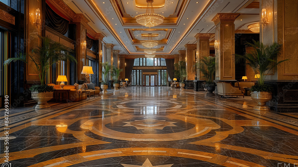 Obraz premium Interior of a luxury hotel. AI generated art illustration.