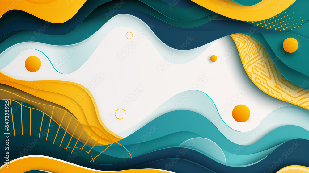 Geometric Elements Design in Blue, Green, and Yellow Geometric Elements Design in Blue, Green, and Yellow