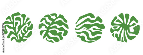 Groovy retro abstract flower backgrounds. Organic doodle shapes in trendy naive hippie 60s 70s style. Contemporary poster print banner template
