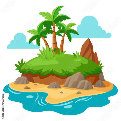 tropical island with palm trees