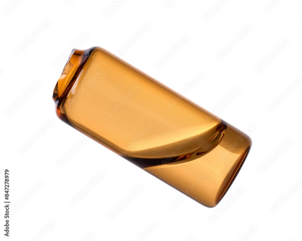 Open glass ampoule with liquid isolated on white Open glass ampoule with liquid isolated on white