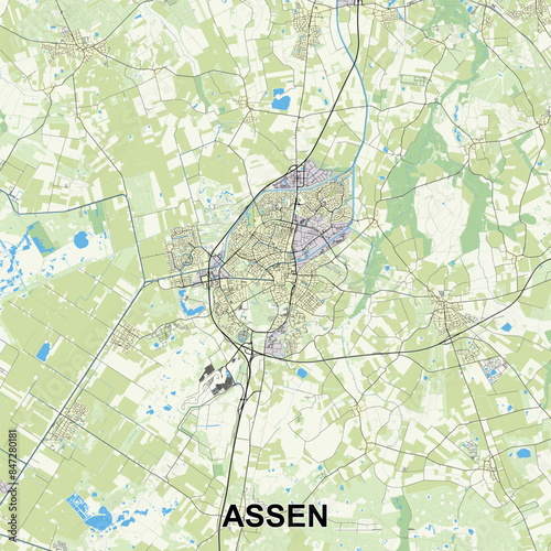Assen, Netherlands Poster map art