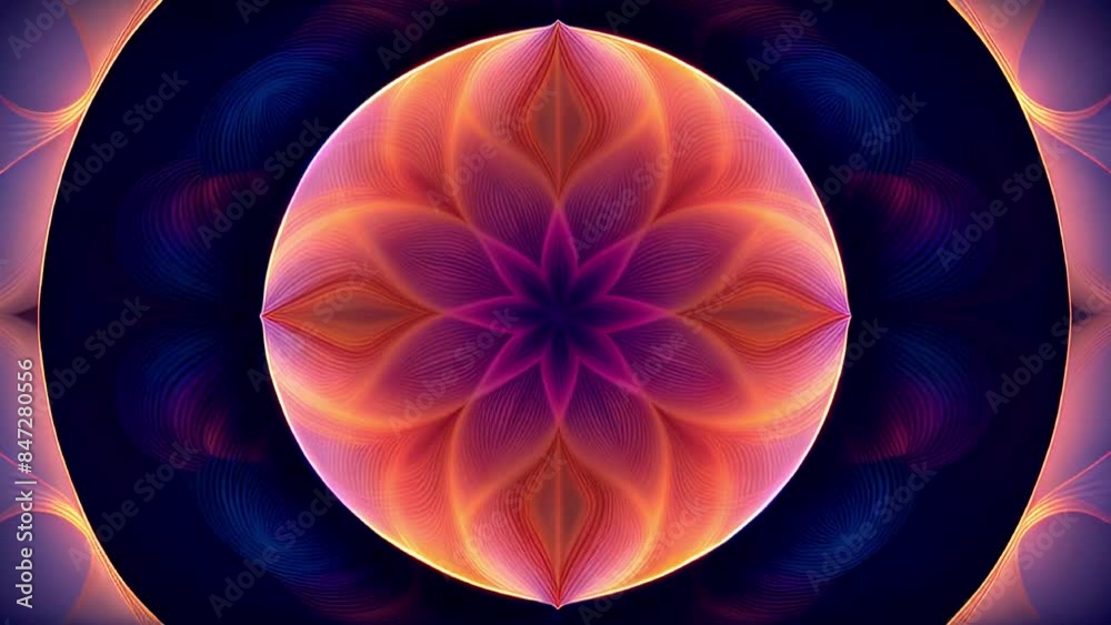 Multicolor animated mandala in seamless loop.