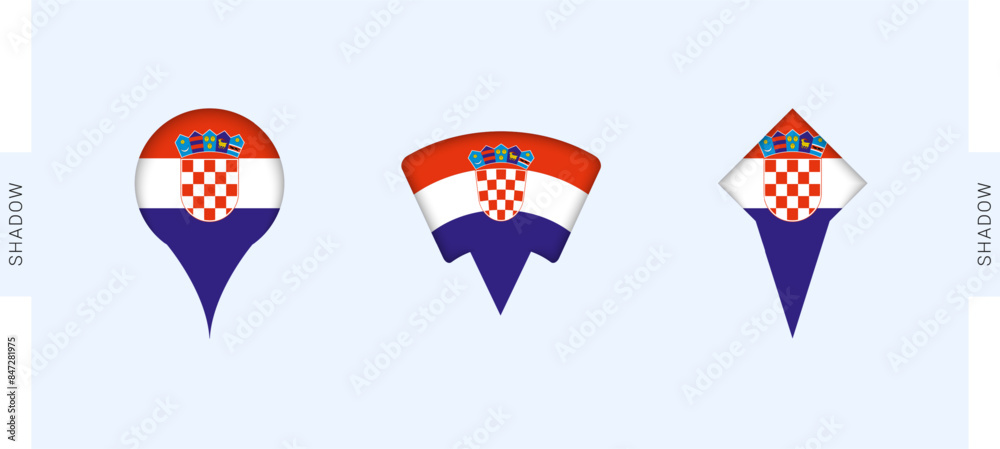 Croatia Map Markers Set. Perfect for projects related to Croatia, travel, geography, and international representation.