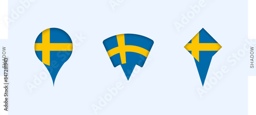 Sweden Map Markers Set. Perfect for projects related to Sweden, travel, geography, and international representation.