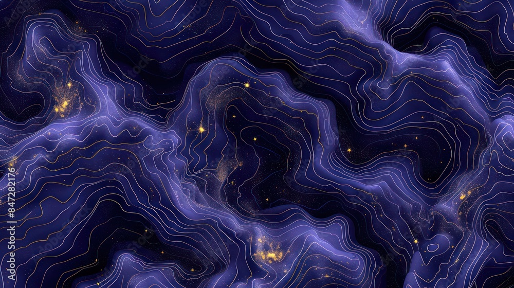 Obraz premium This image features an abstract marble texture pattern with blue and gold accents, creating an elegant and luxurious feel