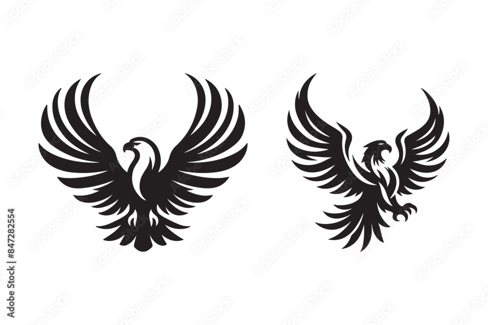 Fototapeta premium vector silhouette of Eagle bird with minimalist design