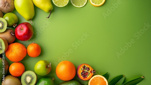 Fruit on a plain background. A tasty and nutritious diet option.
