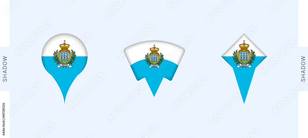 San Marino Map Markers Set. Perfect for projects related to San Marino, travel, geography, and international representation. San Marino Map Markers Set. Perfect for projects related to San Marino, travel, geography, and international representation.