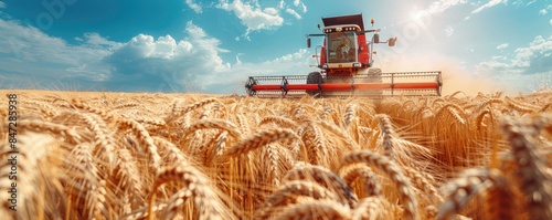 A harvester working in the ...
