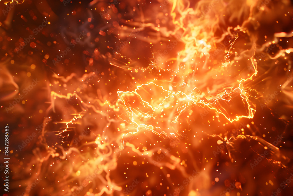 Electric sparks crackle and sizzle, igniting a fiery abstract display.
Electric sparks crackle and sizzle, igniting a fiery abstract display.