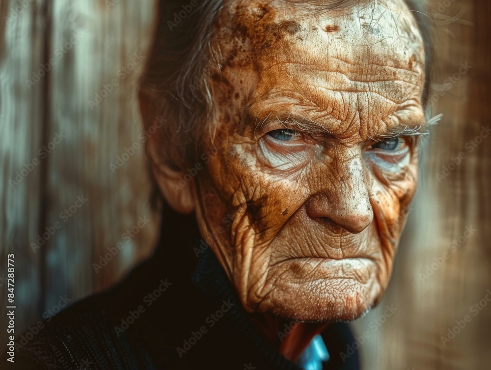 Portrait of an old man with a weathered face. AI. Portrait of an old man with a weathered face. AI.