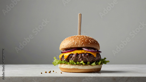 hamburger artisanal fast food flat background