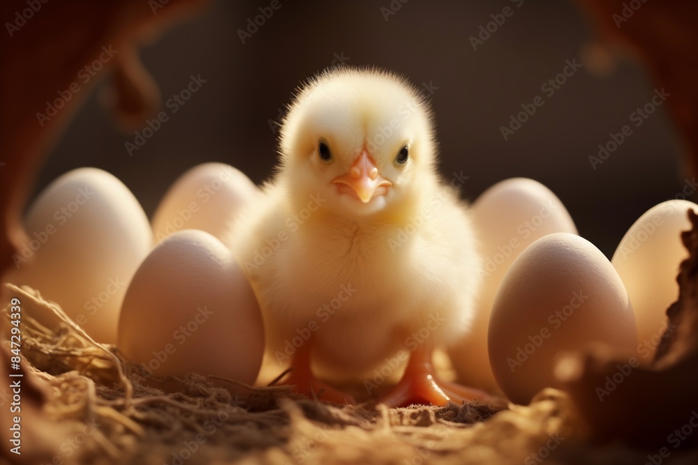 cute little chicken on the farm