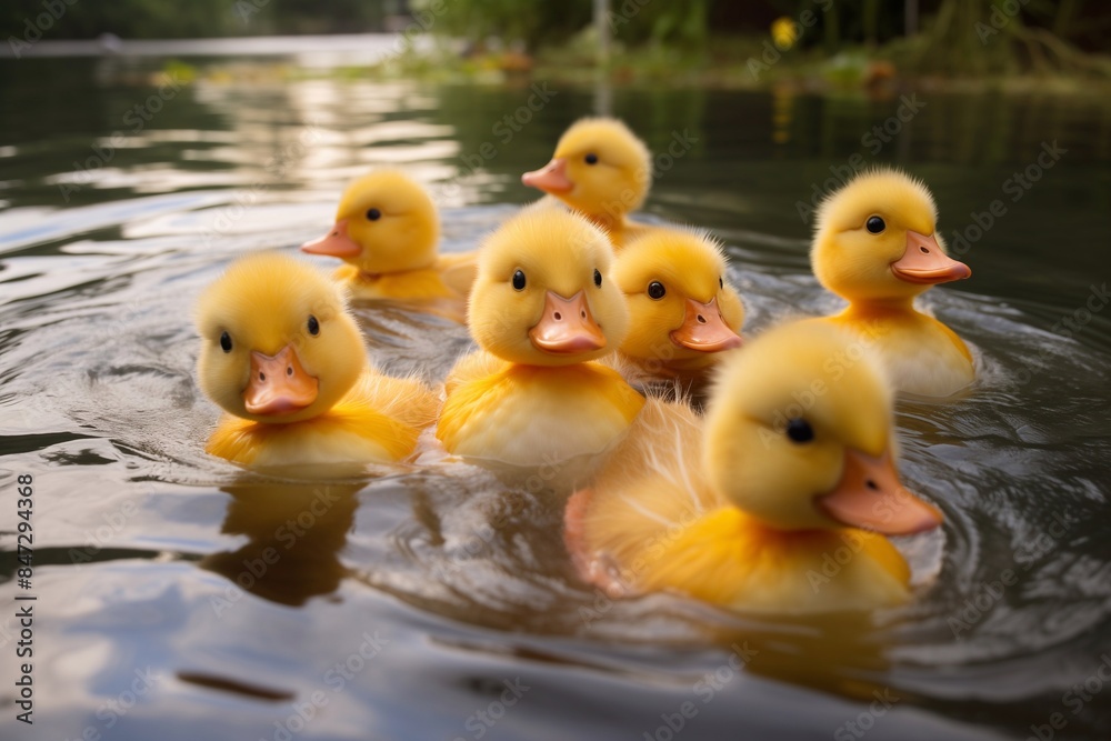 cute little ducklings swimming in the lake cute little ducklings swimming in the lake