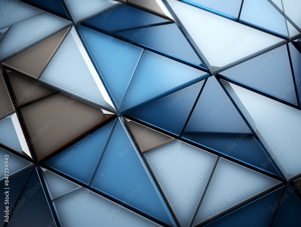 A vibrant blue and white geometric wall pattern creates a sense of movement and energy. A vibrant blue and white geometric wall pattern creates a sense of movement and energy.