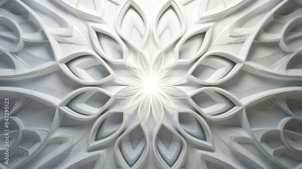 Stylized geometric leaf motif on white background Stylized geometric leaf motif on white background