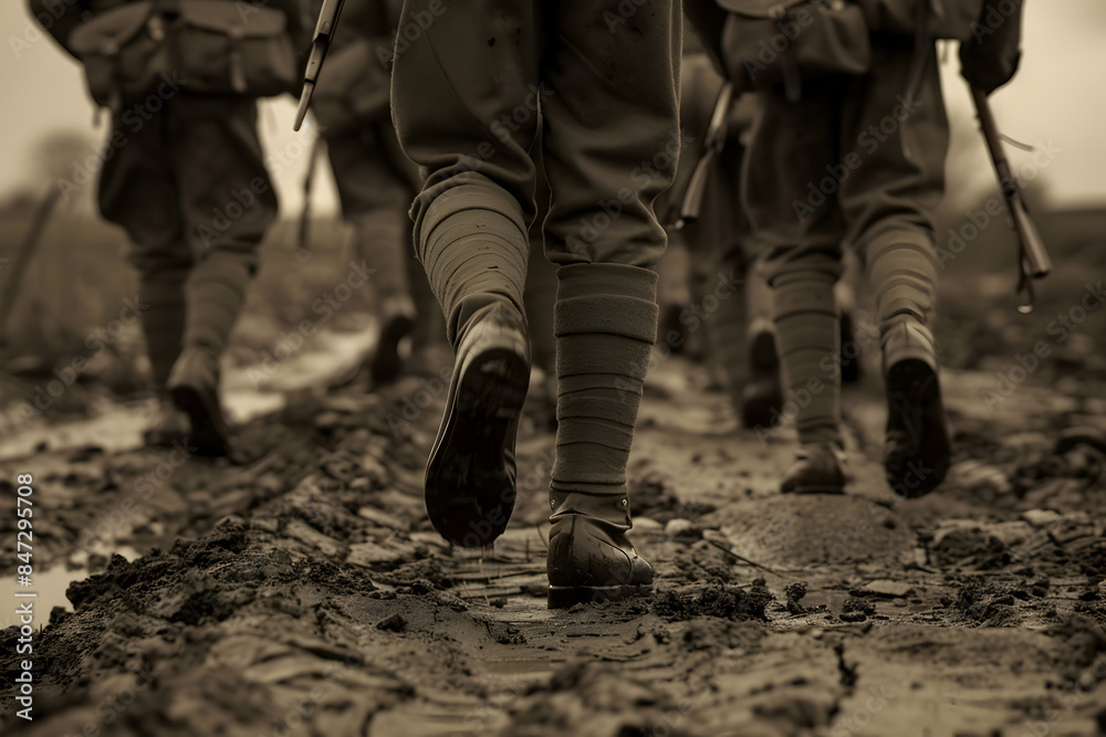 A platoon of soldiers marching in perfect formation, their footsteps echoing across the battlefield.
A platoon of soldiers marching in perfect formation, their footsteps echoing across the battlefield.