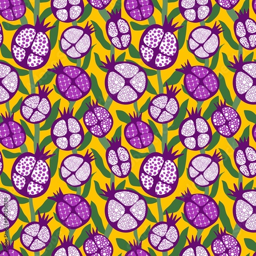 Abstract fruit seamless pomegranate pattern for wrapping paper and fabrics