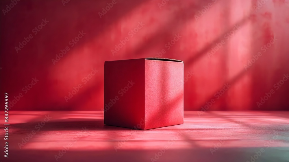 Obraz premium A red box is sitting on a red wall