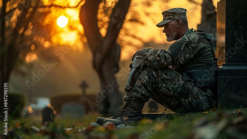 This image depicts a war veteran participating in a Memorial Day parade, where their presence commands respect and admiration from the crowd. The veteran's dignified demeanor © Silvana