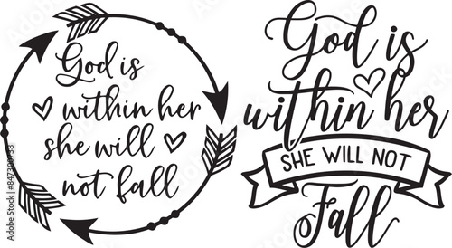 God is Within Her SVG, She Will Not Fall, Faith Svg, Psalm 46:5, Bible Verse, Church Svg, Christian Svg, Jesus Svg, Cute Shirt Svg, DXF, PNG
