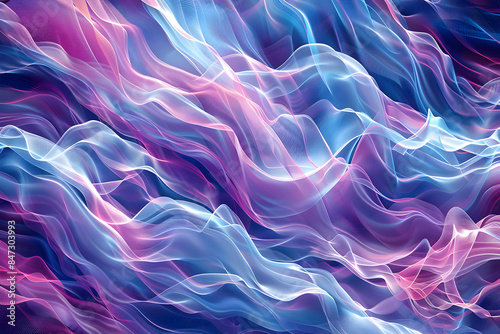 Fluid waves of energy pulse and flow, generating a dynamic abstract composition.