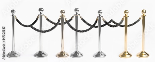 Elegant stanchions with red velvet ropes, symbolizing exclusivity and VIP access in a sophisticated setting. photo