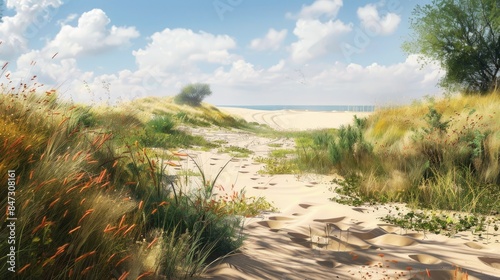 Fototapeta Naklejka Na Ścianę i Meble -  Viewing Overgrown Sand Dunes