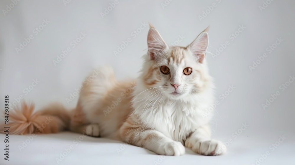 Portrait of a White Maine Coon Cat Portrait of a White Maine Coon Cat
