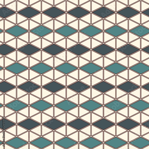 Contemporary geometric pattern. Repeated diamond, lines ornament. Modern geo abstract background. Linear seamless surface design. Minimalist wallpaper. Grid digital paper, textile print. Vector.