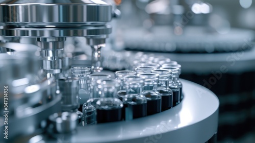 A close-up view of a bunch of glasses on a machine, suitable for use in industry or technical contexts